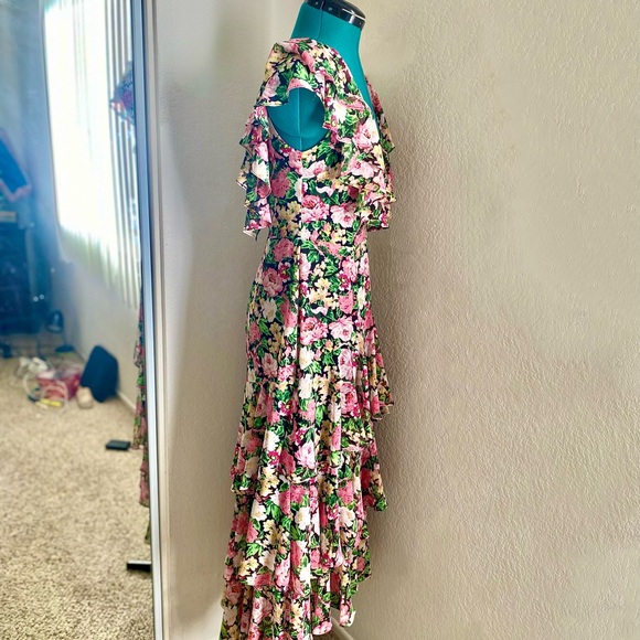 WOMEN’S WAYF PINK FLORAL DROP WAIST RUFFLE TIERED DRESS SIZE S - Picture 4 of 6